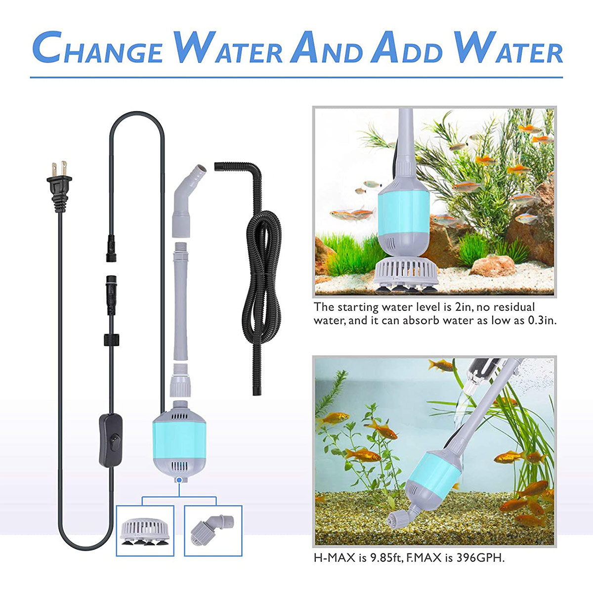 Aquarium Siphon Gravel Cleaner Flow Control Fish Tank Vacuum Change Water  Pump