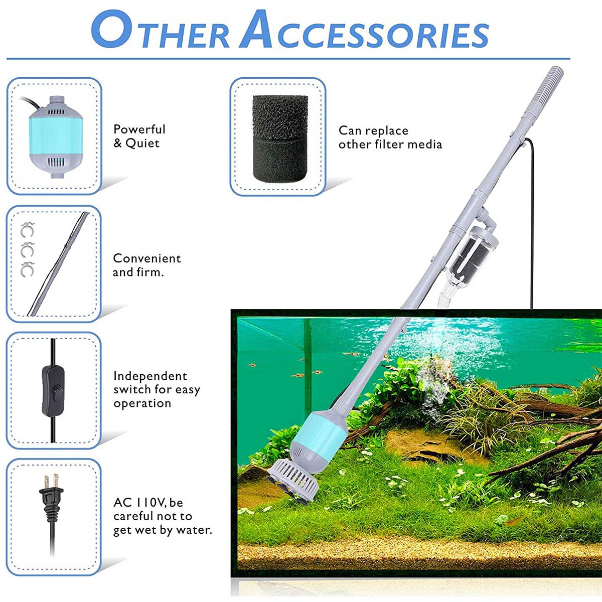 Fish Tank Cleaning tools Anti-slip Long handle Glass Plant