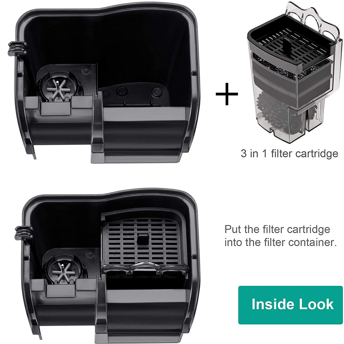 Hygger Filtre Exhausteur à Compartiment + Média