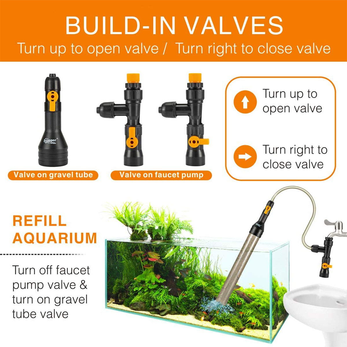 WIOR Water Changer Kit, 3 Pcs Aquarium Water Changer with 2 Faucet Noz –  KOL PET