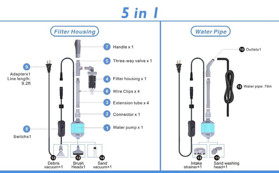 Aquarium gravel cleaner parts