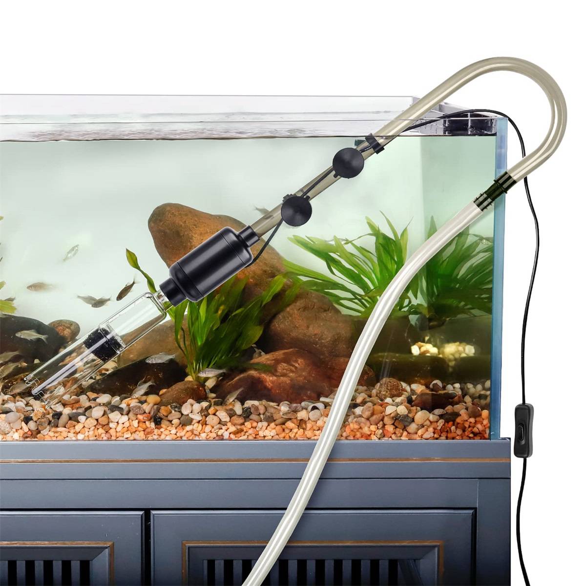 Electric Aquarium Fish Tank Siphon Pump Vacuum Gravel Water Filter Cleaner  Pipe