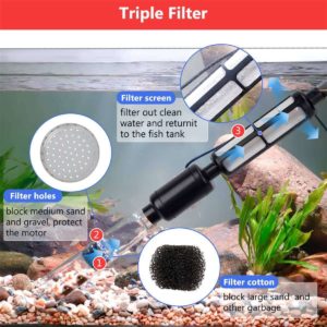 hygger Limpiador de grava para acuario, nuevo cambiador de agua rápido con  botón de presión de aire, kit de limpiador de arena para tanque de peces