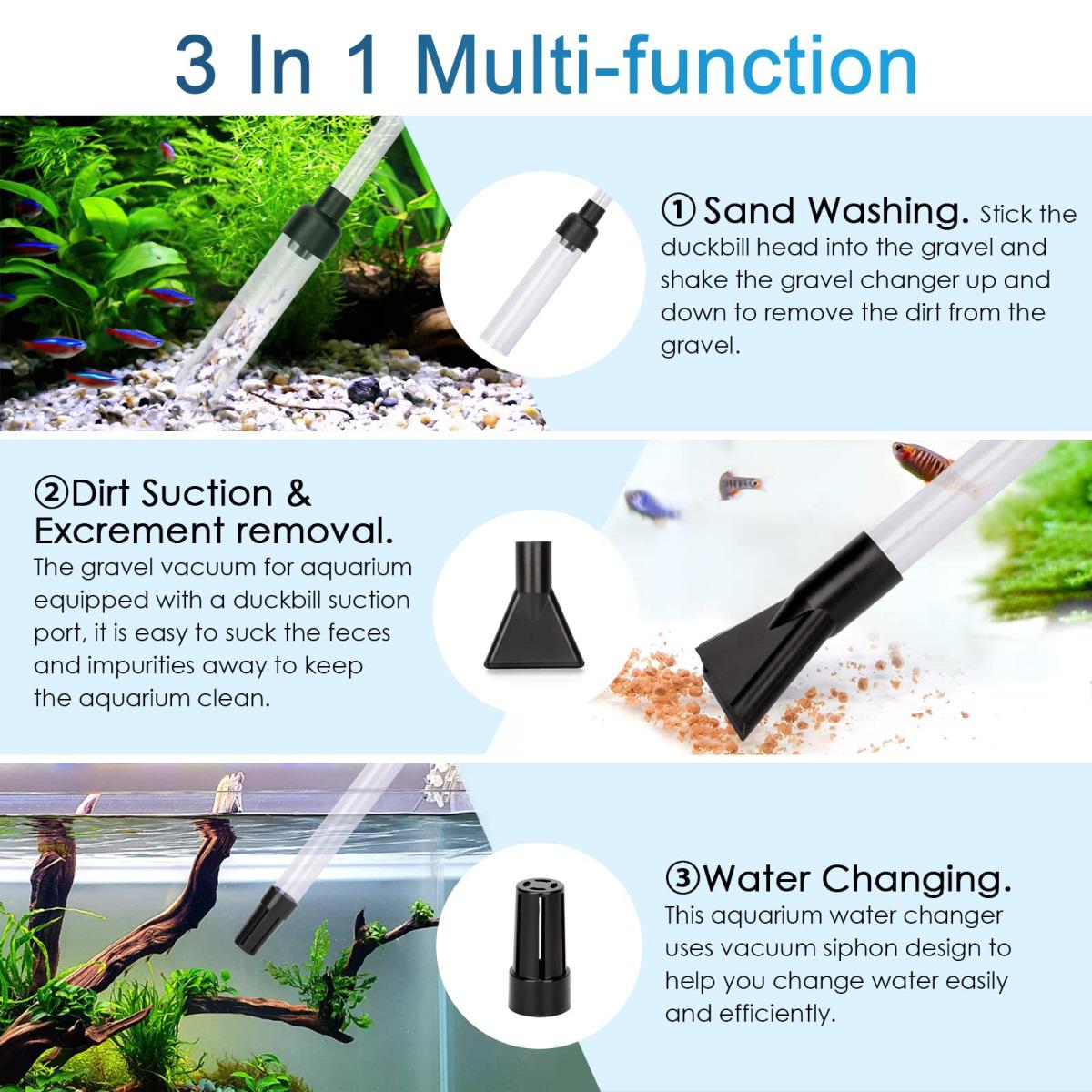 Aquarium Gravel Cleaner, Fish Tank Gravel Cleaner, Vacuum Syphon Pump  Cleaning Kit Hand Siphon Pump For Fish Tank, Water Changing And Filter Sand  Clea