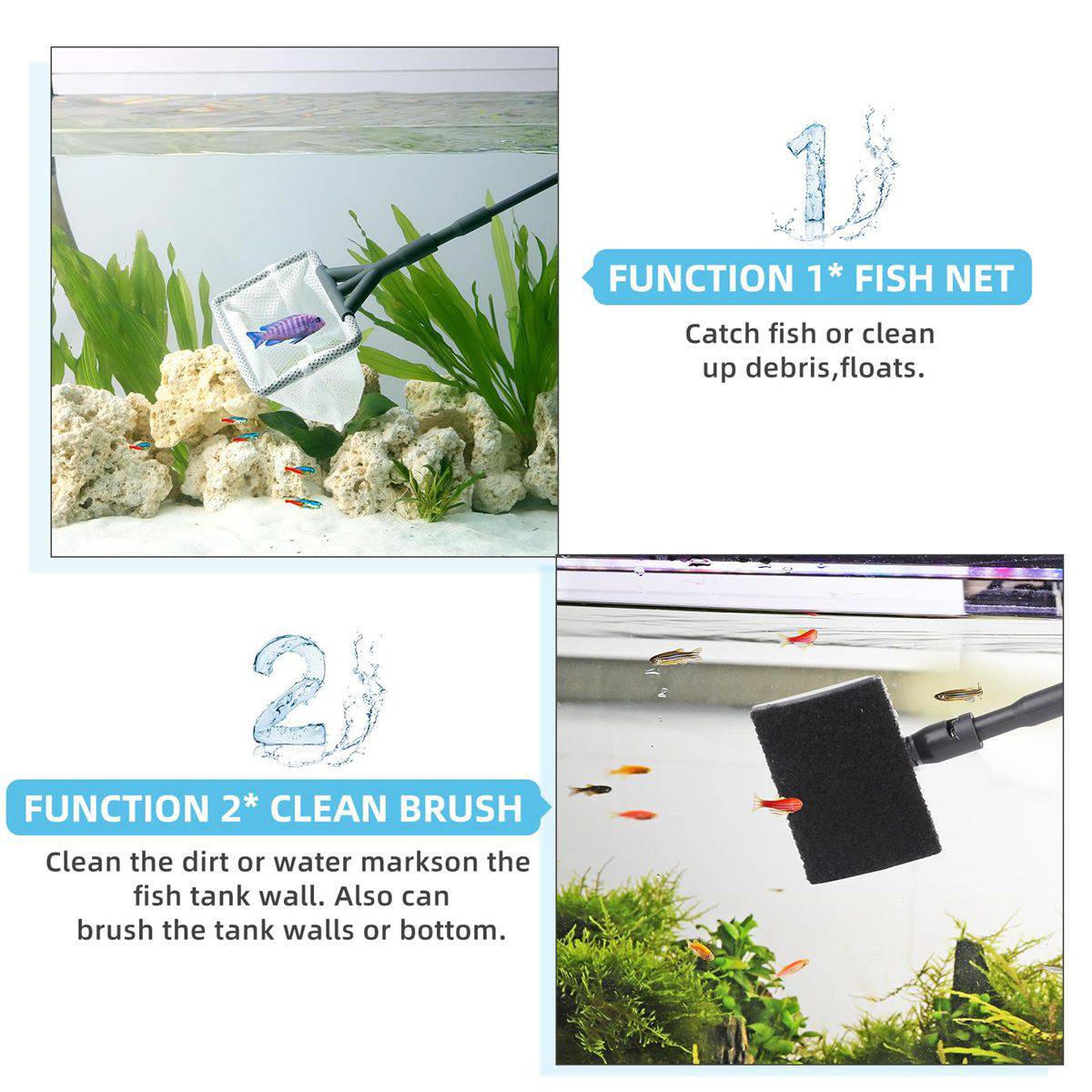 4 in 1 Fish Tank Cleaning Brush clean Sponge Brush Pet Aquatic Cleaning kit  sets