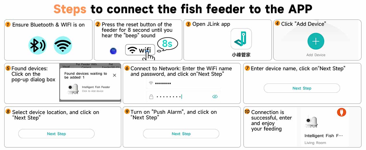 Connect fish feeder to phone