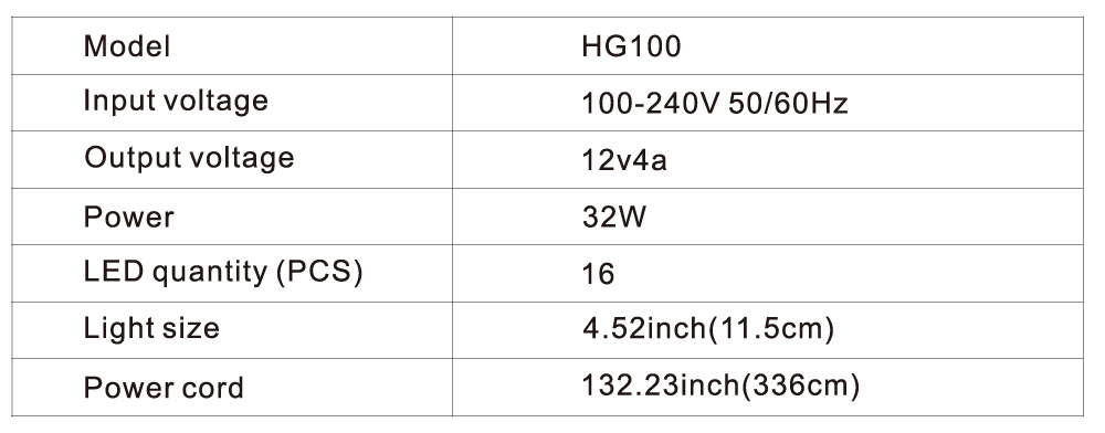 hygger 100 light size