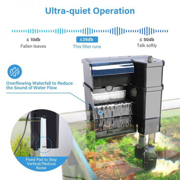 Ultra quiet filter for aquariums