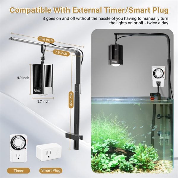 Aquatic plant light with smart plug