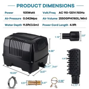 hygger 125 air pump dimensions